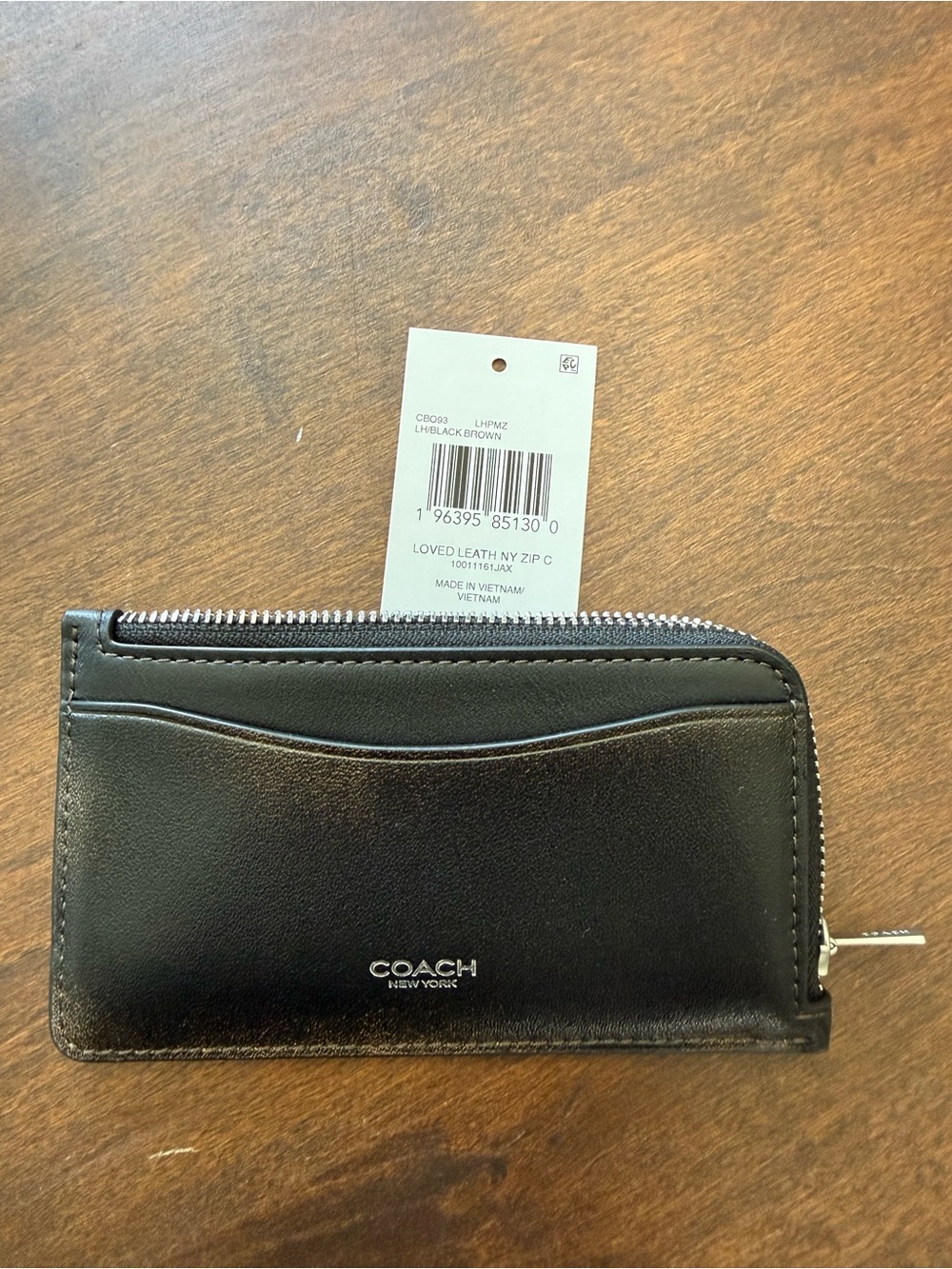 Coach Loved Leather Zip Card Case Wallet NWT